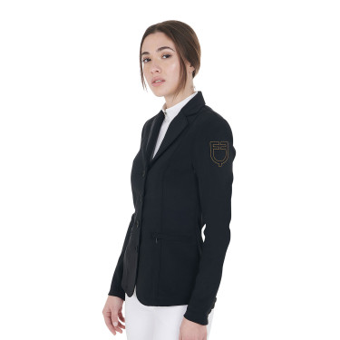 Giacca da concorso da donna con logo ricamato a contrasto Equestro Nero