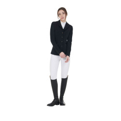 Giacca da concorso da donna con logo ricamato a contrasto Equestro Nero