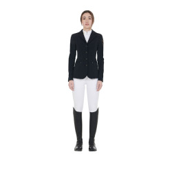 Giacca da concorso da donna con logo ricamato a contrasto Equestro Nero