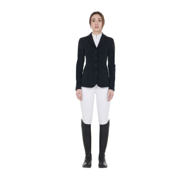 Giacca da concorso da donna con logo ricamato a contrasto Equestro Nero
