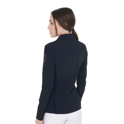 Giacca da concorso da donna con logo ricamato a contrasto Equestro Marina Blu marino