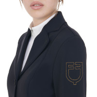 Giacca da concorso da donna con logo ricamato a contrasto Equestro Marina Blu marino Giacca da concorso da donna con logo ricamato a contrasto Equestro Marina Blu marino