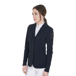 Giacca da concorso da donna con logo ricamato a contrasto Equestro Marina Blu marino