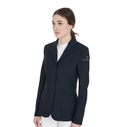 Chaqueta de concurso para mujer con corte anatómico de 4 botones Active Equestro Marina Blu marino