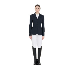 Chaqueta de concurso para mujer con corte anatómico de 4 botones Active Equestro Marina Blu marino