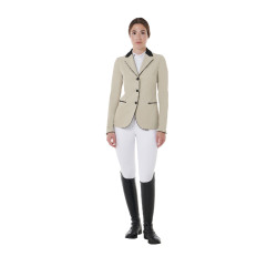 Giacca da concorso a 3 bottoni da donna Elegance Equestro Tan Oxford Rosa