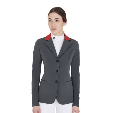 Giacca da concorso a 3 bottoni da donna Elegance Equestro Grigio / bordeaux