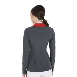 Giacca da concorso a 3 bottoni da donna Elegance Equestro Grigio / bordeaux