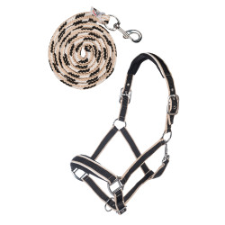 Set di cavezza con moschettone Kopenhagen HKM Nero