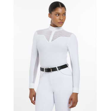Polo da concorso Emily LeMieux maniche lunghe Bianco Polo da concorso Emily LeMieux maniche lunghe Bianco