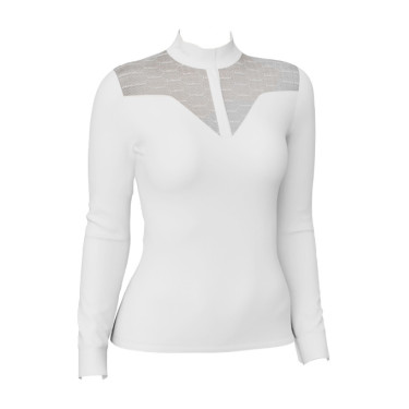 Polo da concorso Emily LeMieux maniche lunghe Bianco Polo da concorso Emily LeMieux maniche lunghe Bianco