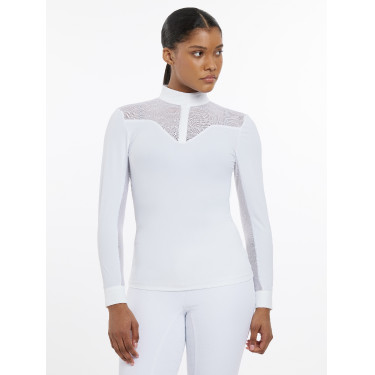 Polo da concorso Emily LeMieux maniche lunghe Bianco Polo da concorso Emily LeMieux maniche lunghe Bianco