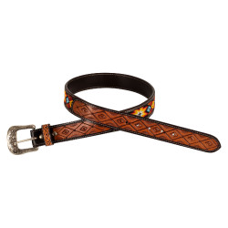 Cintura Western con Perline e Fibbia in Ottone Pool's
