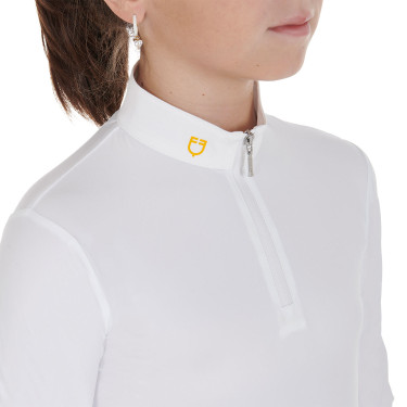 Polo a Maniche Lunghe da Ragazza Equestro Warm+ Equestro Bianco