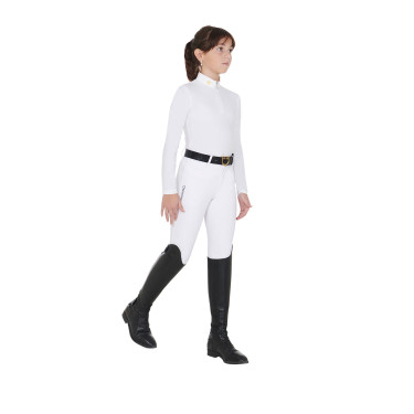 Polo a Maniche Lunghe da Ragazza Equestro Warm+ Equestro Bianco
