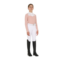 Polo da concorso per ragazza con strass Equestro Cammeo rosa Polo da concorso per ragazza con strass Equestro Cammeo rosa