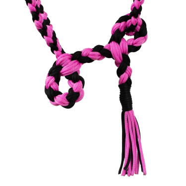 Gevlochten Nylon Halster Pool's Nero / rosa