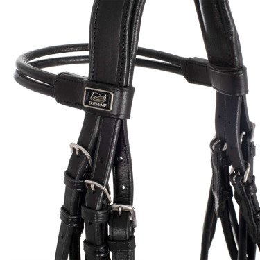 Briglia da Dressage Doppia con Frontalino Tondo Supreme Nero