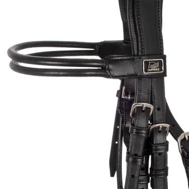 Briglia da Dressage Doppia con Frontalino Tondo Supreme Nero