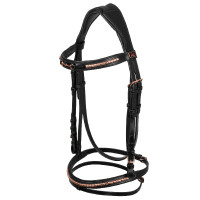 Briglia Inglese con Decorazione del Morso Rose Gold Supreme Nero