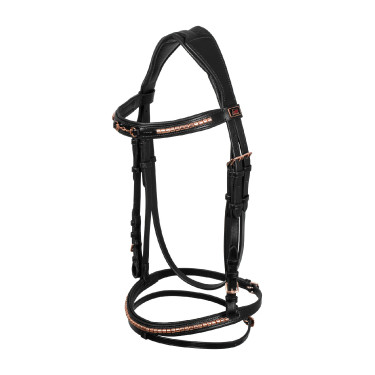 Briglia Inglese con Decorazione del Morso Rose Gold Supreme Nero