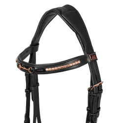 Briglia Inglese con Decorazione del Morso Rose Gold Supreme Nero
