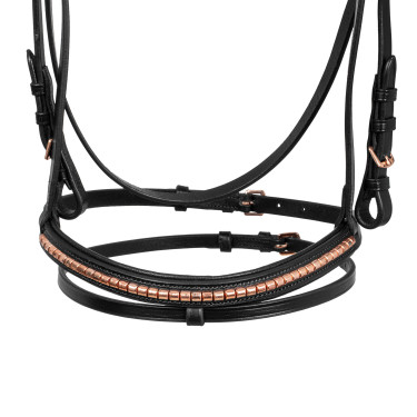Briglia Inglese con Decorazione del Morso Rose Gold Supreme Nero