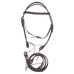 Briglia Western in Cuoio Doppio con Redini Lakota Marrone scuro