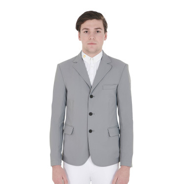 Giacca da concorso Uomo in Tessuto Stretch con Tasche con Zip Equestro Grigio ghiacciato