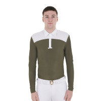 Polo da concorso Uomo Maniche Lunghe con Bottoni Equestro Bianco / edera verde Polo da concorso Uomo Maniche Lunghe con Bottoni Equestro Bianco / edera verde