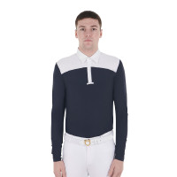 Polo da concorso Uomo Maniche Lunghe con Bottoni Equestro Bianco / blazer blu navy Blu marino