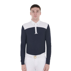 Polo da concorso Uomo Maniche Lunghe con Bottoni Equestro Bianco / blazer blu navy Blu marino