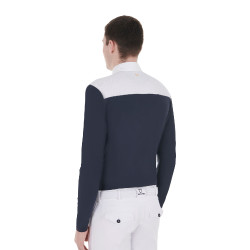 Polo da concorso Uomo Maniche Lunghe con Bottoni Equestro Bianco / blazer blu navy Blu marino