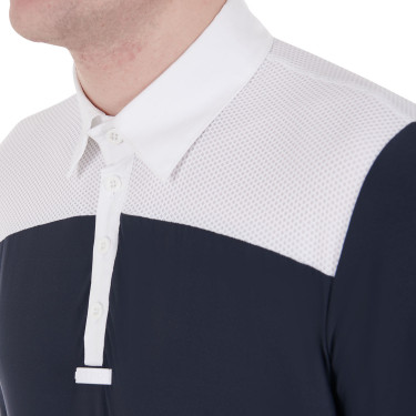 Polo da concorso Uomo Maniche Lunghe con Bottoni Equestro Bianco / blazer blu navy Blu marino
