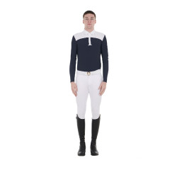 Polo da concorso Uomo Maniche Lunghe con Bottoni Equestro Bianco / blazer blu navy Blu marino