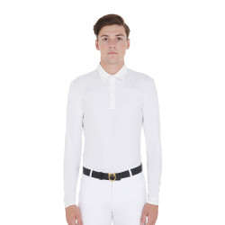 Polo da concorso Uomo Maniche Lunghe con Bottoni Equestro Bianco / bianco