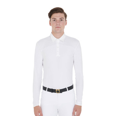 Polo da concorso Uomo Maniche Lunghe con Bottoni Equestro Bianco / bianco
