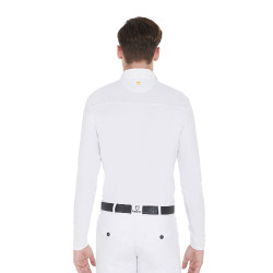 Polo da concorso Uomo Maniche Lunghe con Bottoni Equestro Bianco / bianco