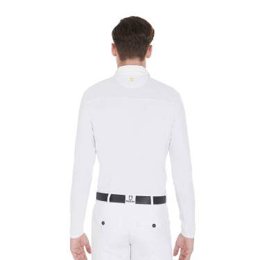 Polo da concorso Uomo Maniche Lunghe con Bottoni Equestro Bianco / bianco