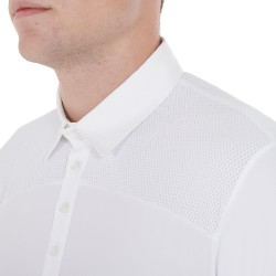 Polo da concorso Uomo Maniche Lunghe con Bottoni Equestro Bianco / bianco