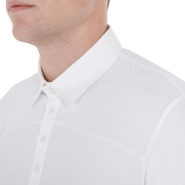 Polo da concorso Uomo Maniche Lunghe con Bottoni Equestro Bianco / bianco