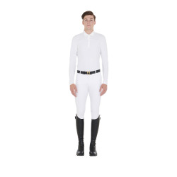 Polo da concorso Uomo Maniche Lunghe con Bottoni Equestro Bianco / bianco