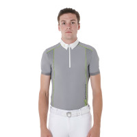 Polo da concorso Uomo Maniche Corte con Zip Equestro Grigio ghiacciato / verde limone Polo da concorso Uomo Maniche Corte con Zip Equestro Grigio ghiacciato / verde limone