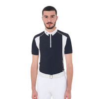 Polo da concorso Uomo Maniche Corte con Zip Equestro Grigio ghiacciato / verde limone
