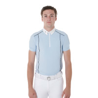 Polo da concorso Uomo Maniche Corte con Zip Equestro Azzurro cielo / nero Blu