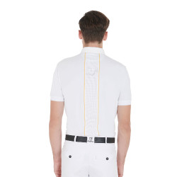 Polo da concorso Uomo Maniche Corte con Zip Equestro Bianco / giallo