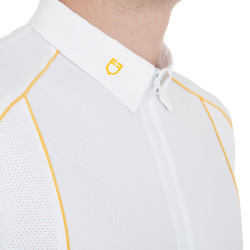 Polo da concorso Uomo Maniche Corte con Zip Equestro Bianco / giallo