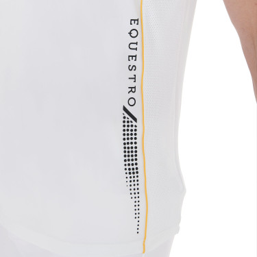Polo da concorso Uomo Maniche Corte con Zip Equestro Bianco / giallo