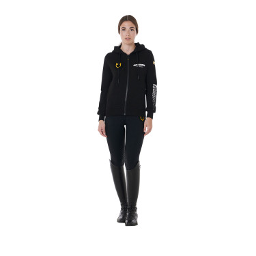 Felpa con Cappuccio con Zip da Donna Scuderia Equestro Equestro Nero