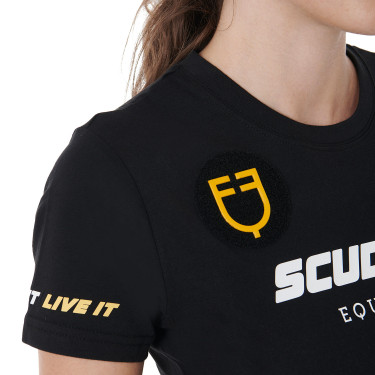 T-shirt Donna Scuderia Equestro in Cotone Equestro Nero